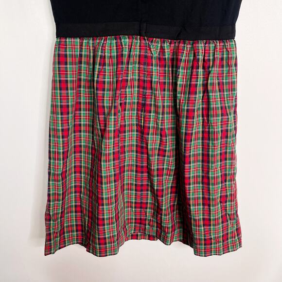 Vineyard Vines Girls Large 14 Black Red Tartan Plaid Short Sleeve Dress Holiday - Picture 7 of 10